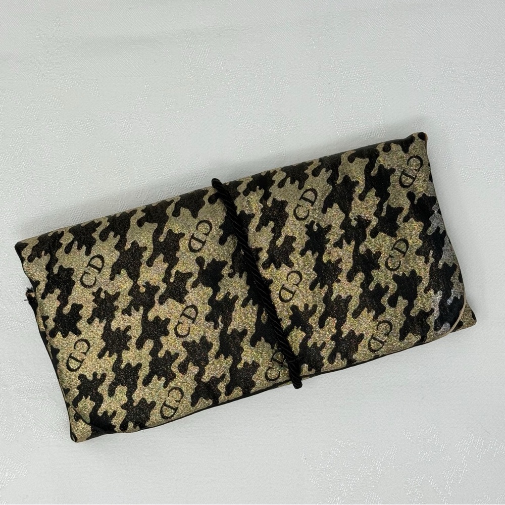Vintage Christian Dior Houndstooth Travel Jewelry Organizer Roll Case CD gold - Picture 2 of 16